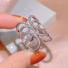 Hollow Winding Rattan Rings for Women Sterling Silver   Pave CZ Chic Female Anniversary Wide Ring Party with Stamp