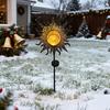 Outdoor Solar Decor Light Artistic Iron Flame Sun Stake Light for Garden Pathway Patio Yard Weatherproof Landscape Lighting
