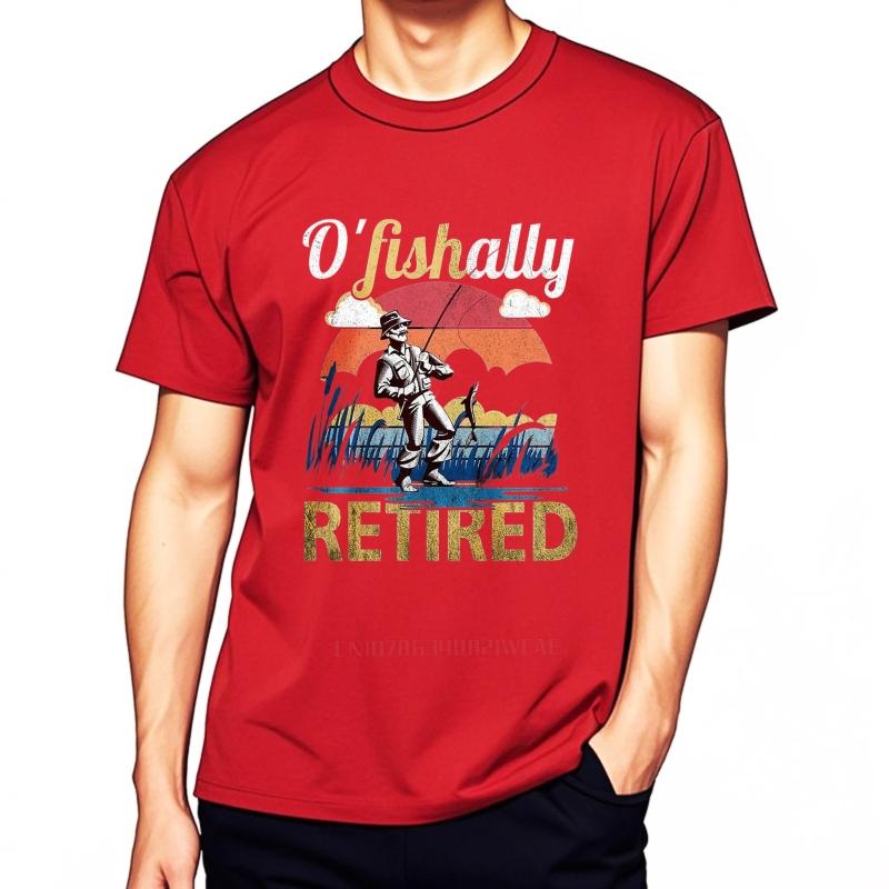 men brand tshirt Black summer For men t shirt O Fishally Retired Fishing Scene Short Sleeve Street Wear Round Neck Teeshirt S