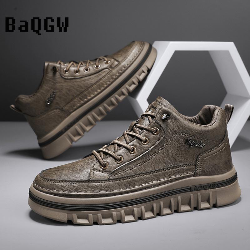 Fashion Designer Luxury Fashion Mens Leather Casual Shoes Sport Business Retro Men's Skate Shoes Outdoor Comfortable Non-slip Lace-up
