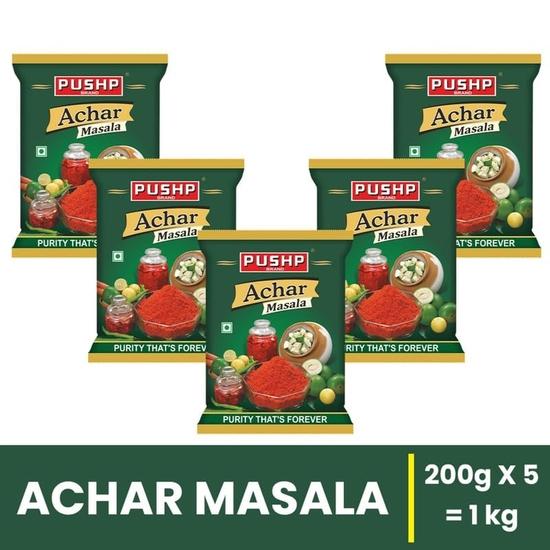 Pushp Brand Achar Lemon, Ginger, Fresh Masala Pouch 200Gm Pack (Pack Of 5)