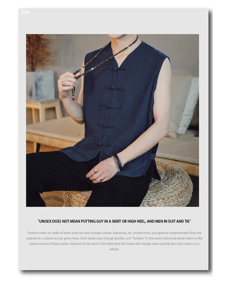 Men's Retro Linen-Cotton Sleeveless Waistcoat - Chinese Style Buttoned Vest