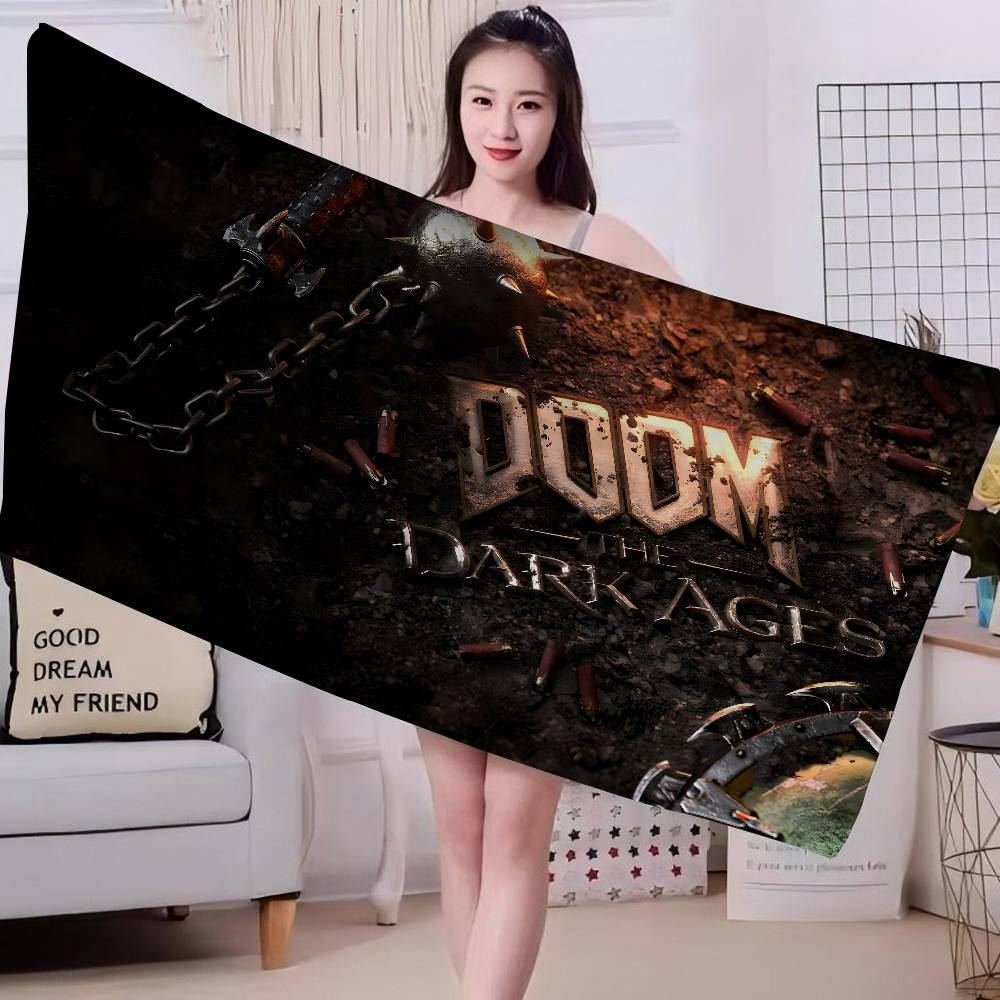 Shooting Game D-Doom Microfiber Blanket Quick Drying Beach Towels Oversized Printing Super Absorbent Pool Towel Blanket