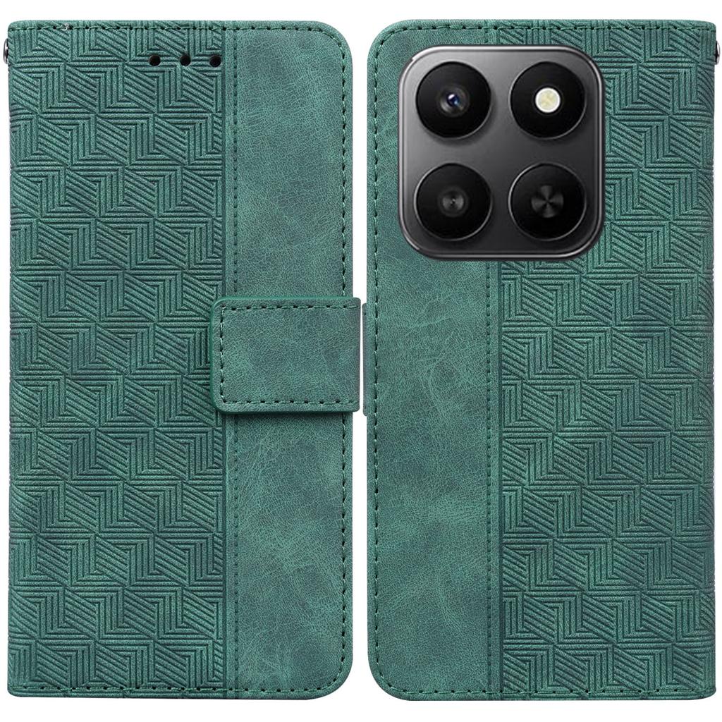 For Honor 400 Smart 5G/4G/X7d 4G Case Geometry Pattern Leather Wallet Phone Cover with Wrist Strap
