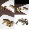 Frogs Toads Miniature Sculptures Brass Animal Figurine Antique Ornament Fengshui Decoration for Home Office Desktop