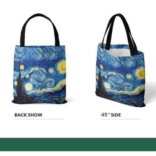 [Leinentasche] Van Gogh-Leinentasche, Ölgemälde, Sternennacht, Sonnenblumen, Aprikosenblüten, selbst Openair-Kaffeesitz-Handtasche