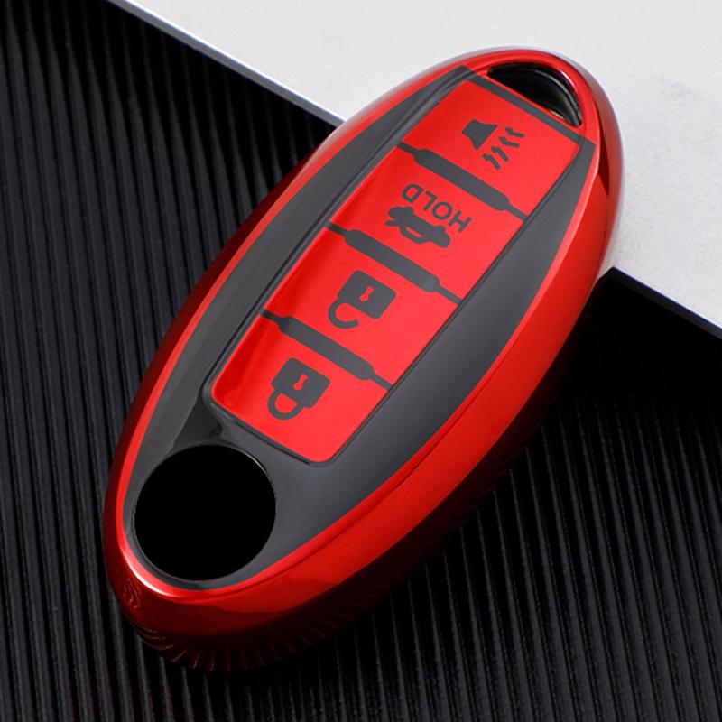 

TPU 4 Button Fob Shell Case Key Cover Fit for Nissan Altima Armada Gt-r Maxima Murano Patrol Rogue Leaf Versa 370z Sentra красный
