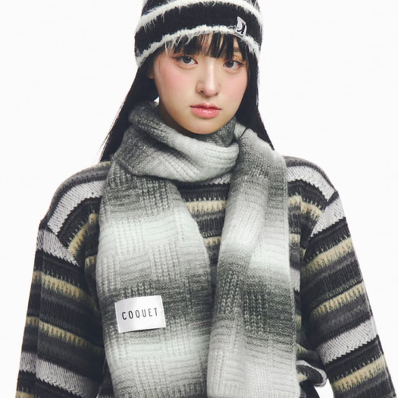 COQUET GRADATION KNIT LONG MUFFLER BLACK
