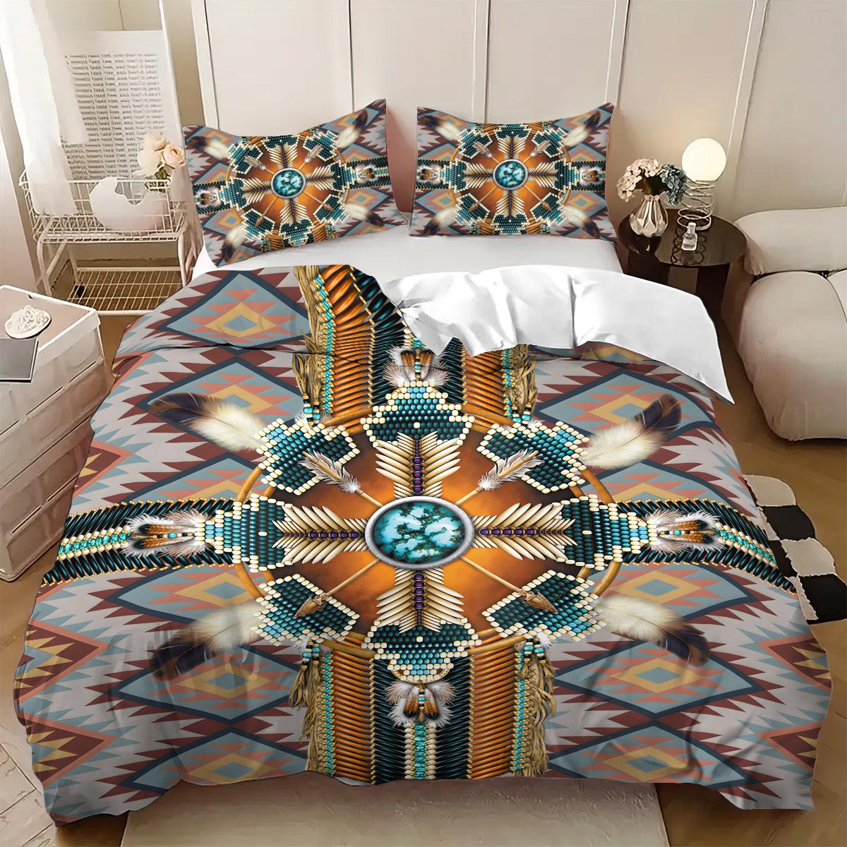 

3PC Persian Pattern Printed Bedding Set for All Seasons Coreless Comfortable Bedroom for Multiple Sizes Machine Washable 135x200cm-EU-Single&set