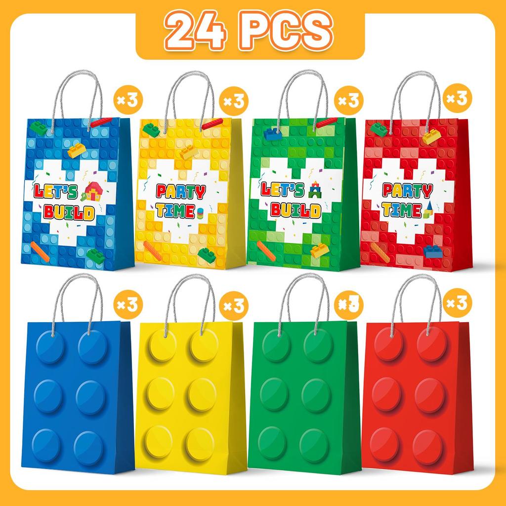 Sáčky na párty s kostkami, 24 ks Sada dárkových sáčků s kostkami - Párty sáčky s kostkami, Papírový sáček na párty s kostkami