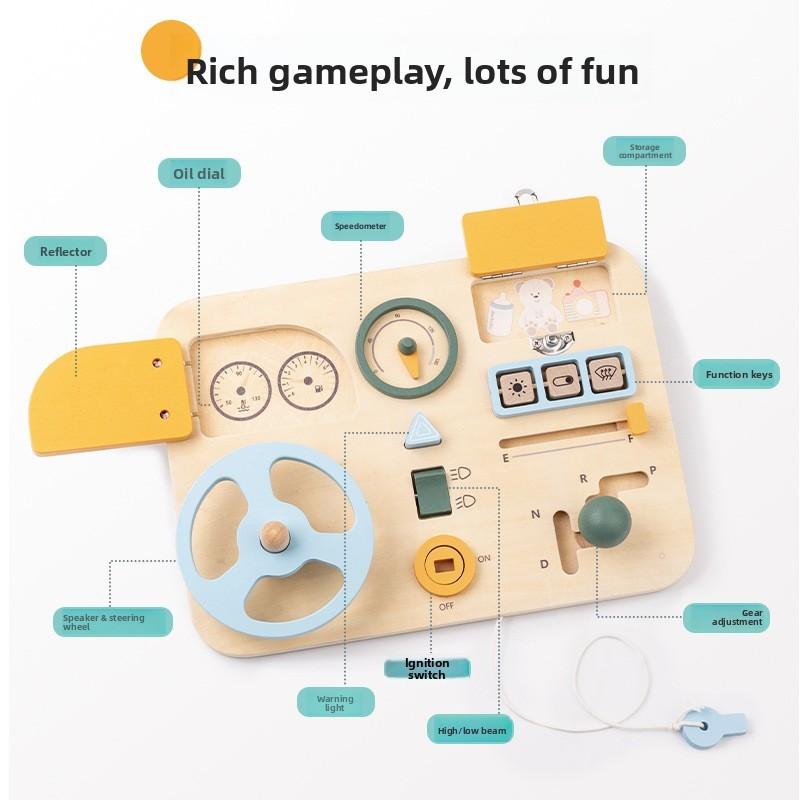 Steering Wooden Car Wheel Game Board Children Puzzle Toys Set For Gifts Kid