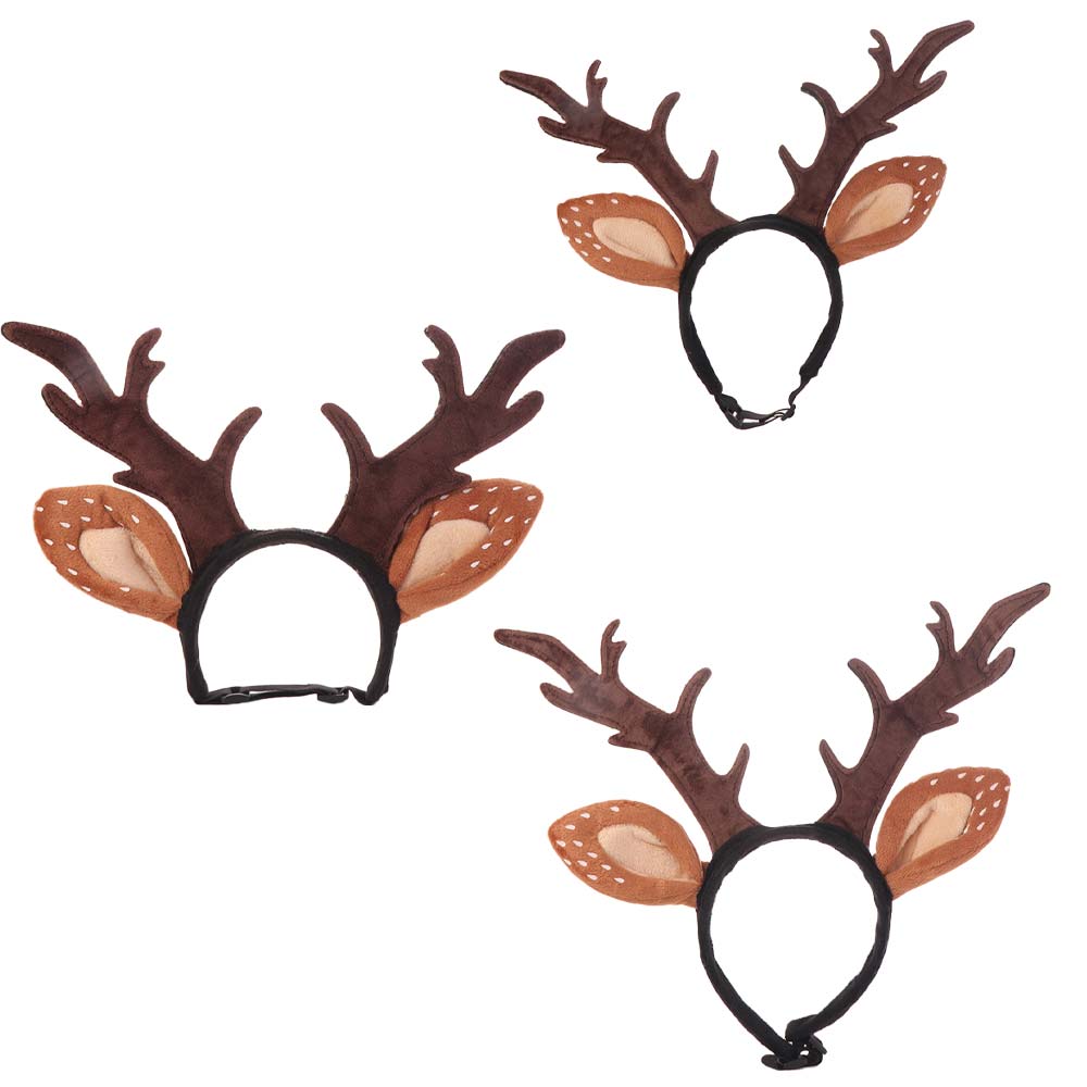 Soft Pet Antlers Headwear Adjustable Pet Reindeer Cap Cat Antlers Headband  Christmas