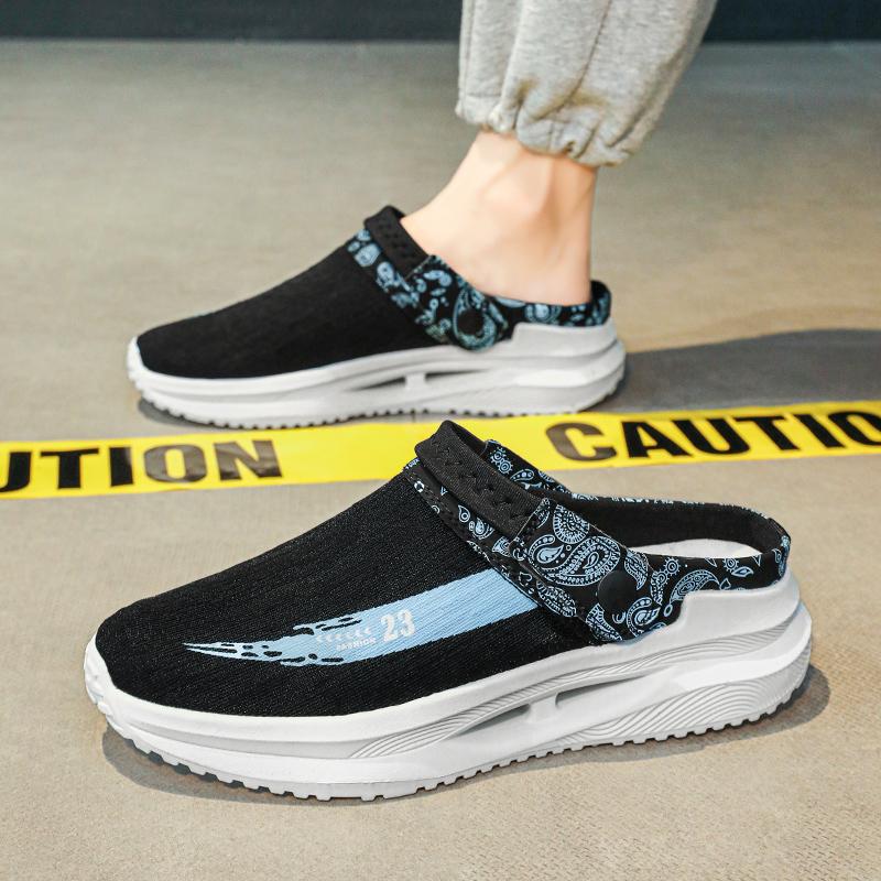 

Полутапочки мужские летние на толстой подошве дышащие для вождения нескользящие сандалии двойного назначения сумка головные уборы мужская верхняя одежда спортивная без каблука 39 чёрный