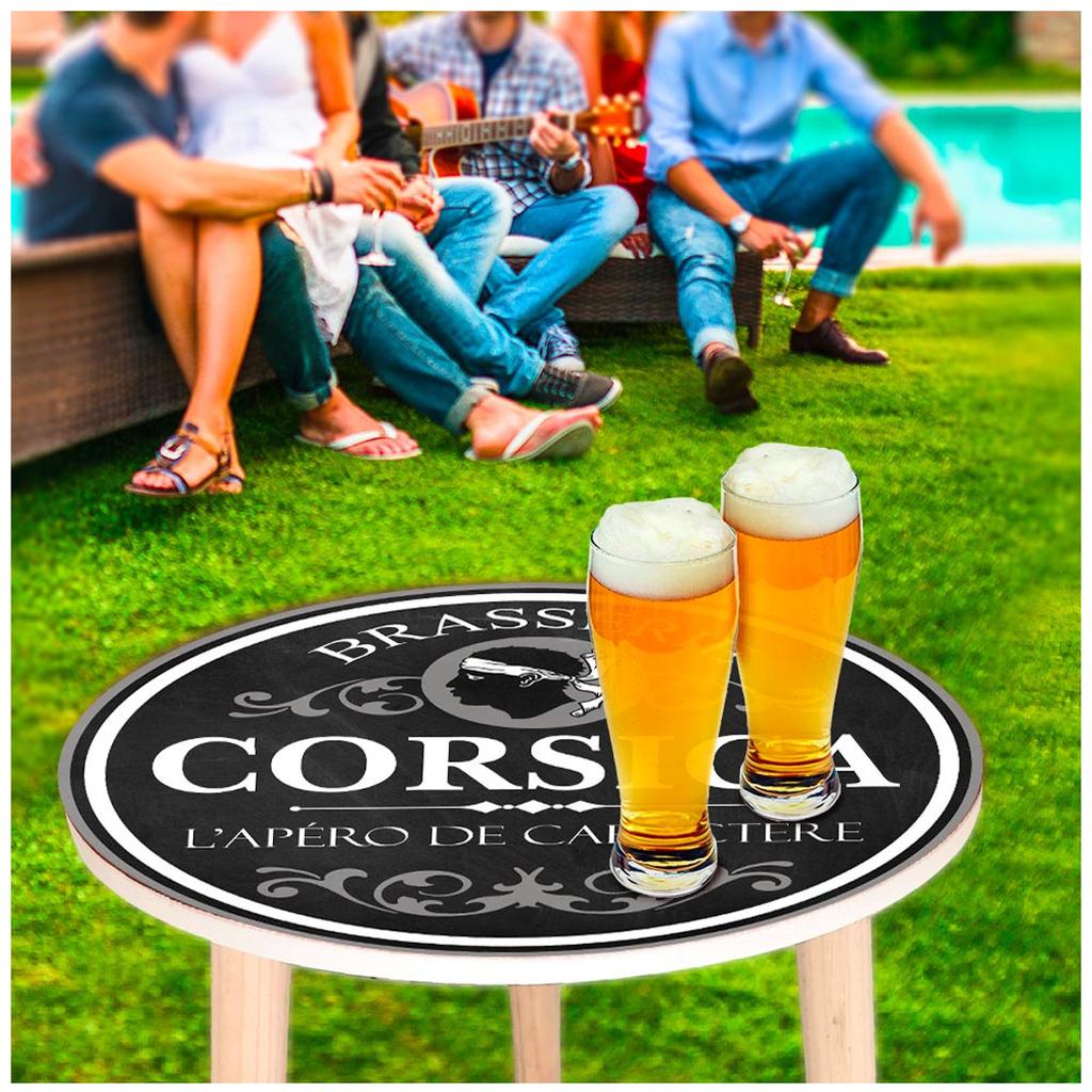 Les Trésors De Lily [A3401] - Mesa redonda de madeira 'Brasserie Corsica' preta - 40 cm