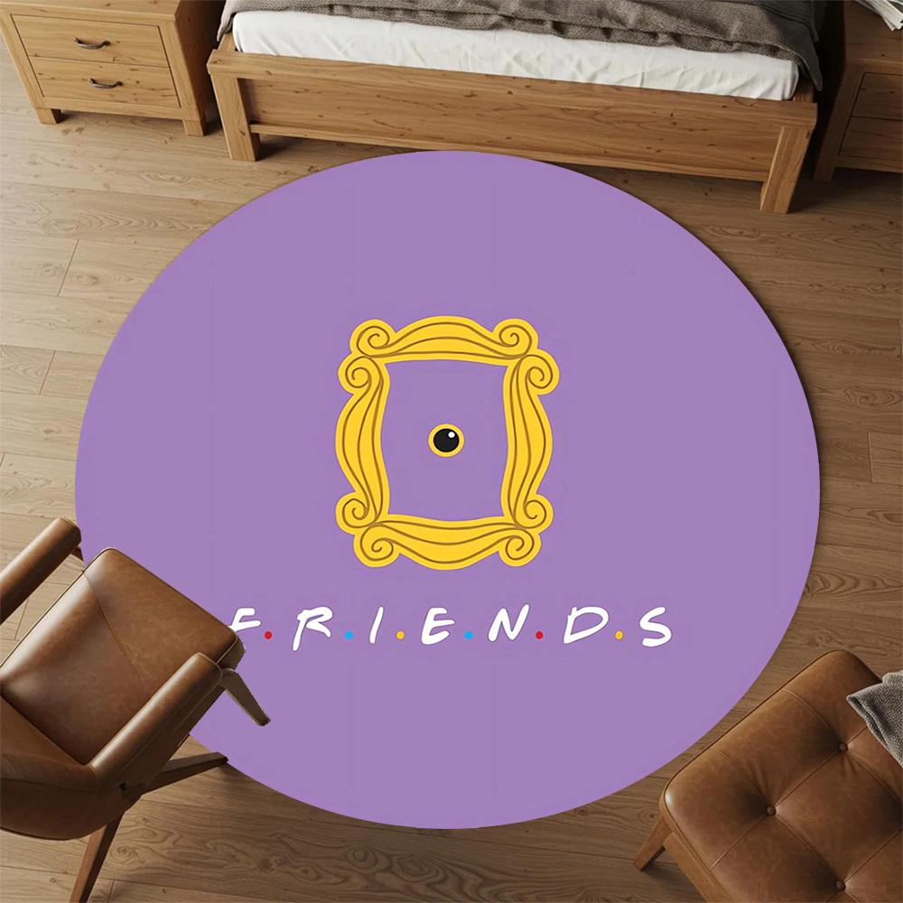 1pc Friends Frame Round Chair Mat Area Rug - Non-Slip, Floor Mat for Office, Bedroom, Home Decor Christmas Gift P0811219