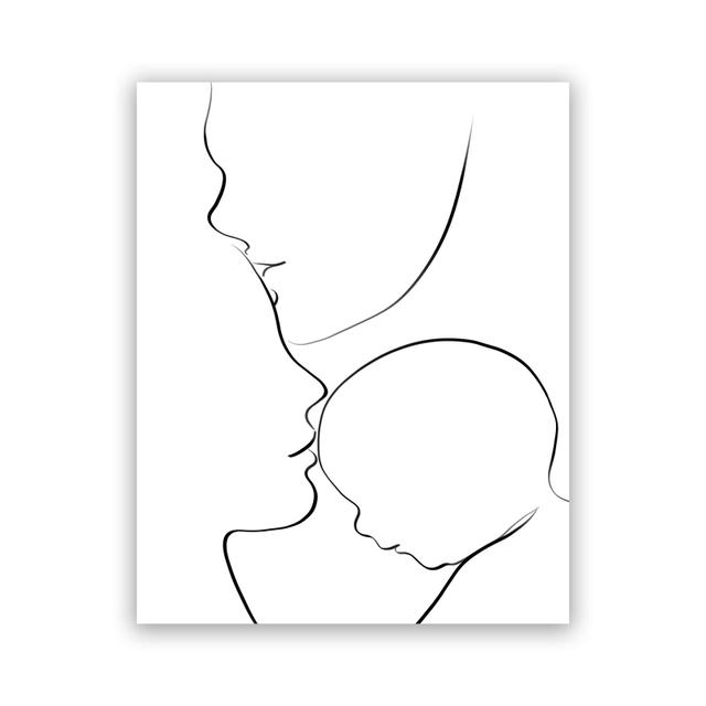 Minimalist Nordic Quote Canvas Poster Family Decoration Pictures Mom and Baby Abstract Wall Art Home Interior Room Decor No Frame