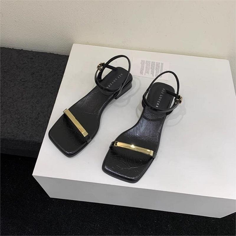 

Женские босоножки модели с юбками 2025 лето новые модели с модными и универсальными толстыми каблуками и высококлассные женские туфли с открытым носком 39 чёрный