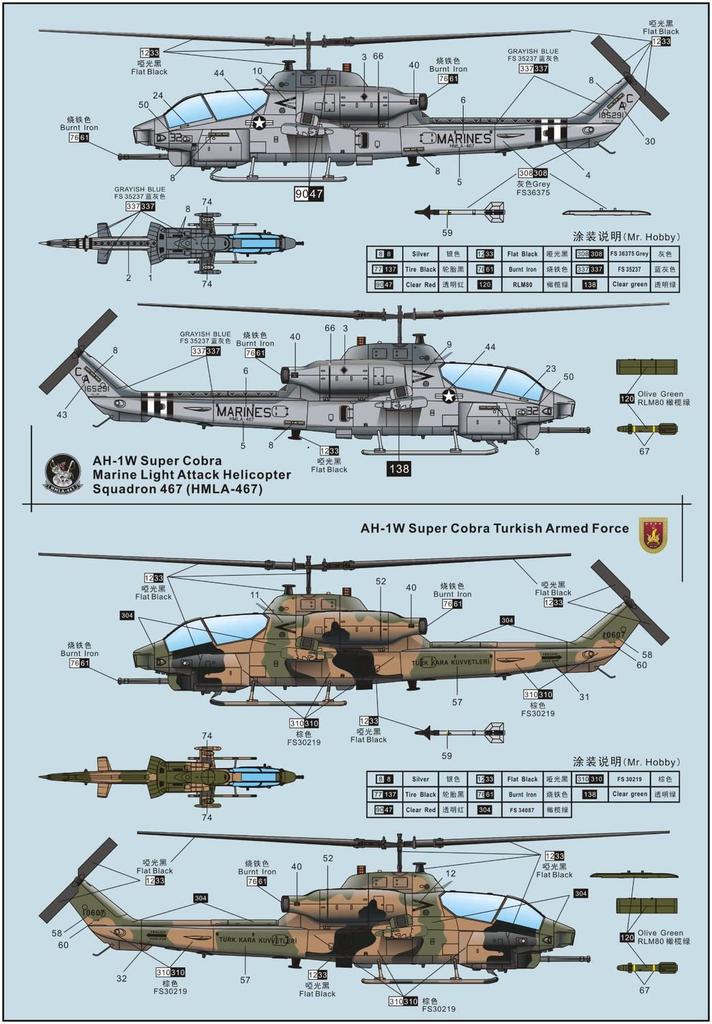 Dream Model Scale US Marine Corps Super Cobra Late Model Plastic Model DMO720017 Molded In Color 1/72 AH-1W