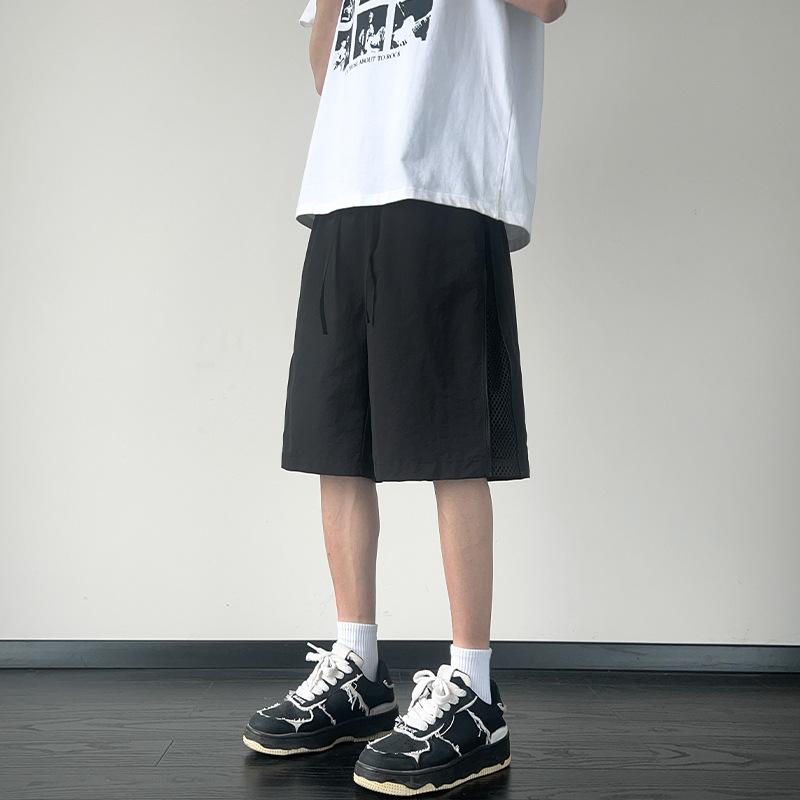 

Рабочие шорты мужские летние свободные на кулиске мужские спортивные бриджи сетчатые на молнии спортивные штаны M чёрный