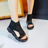 Women Sandals 2026 Hot Seller New Knitted Sandals Women Braided Elastic Summer Shoes Mesh Flat Bottom Hollow Out Female Sandals
