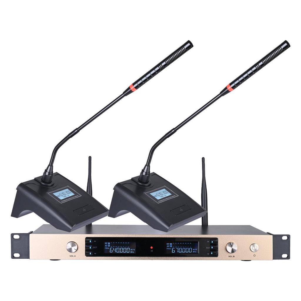Wireless Dual Microphone Kit: KTV Singing, U Band Receiver, Infrared Frequency, Karaoke Home, Headset & Lavalier.