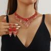 Fashion Jewelry Set Inlay Rhinestone Clavicle Chain Necklace Earring Set  Party