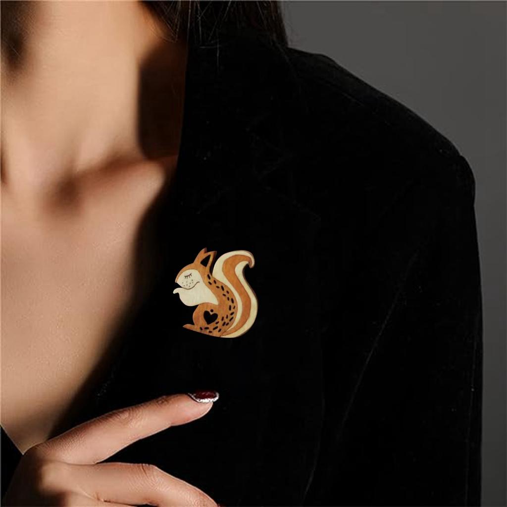 1 buc. Broșă de animale sculptată în lemn Pin Broșă din lemn de animale din desene animate Broșă retro creativă pentru femei, Clip pentru șal, cadou pentru fată pentru pulover