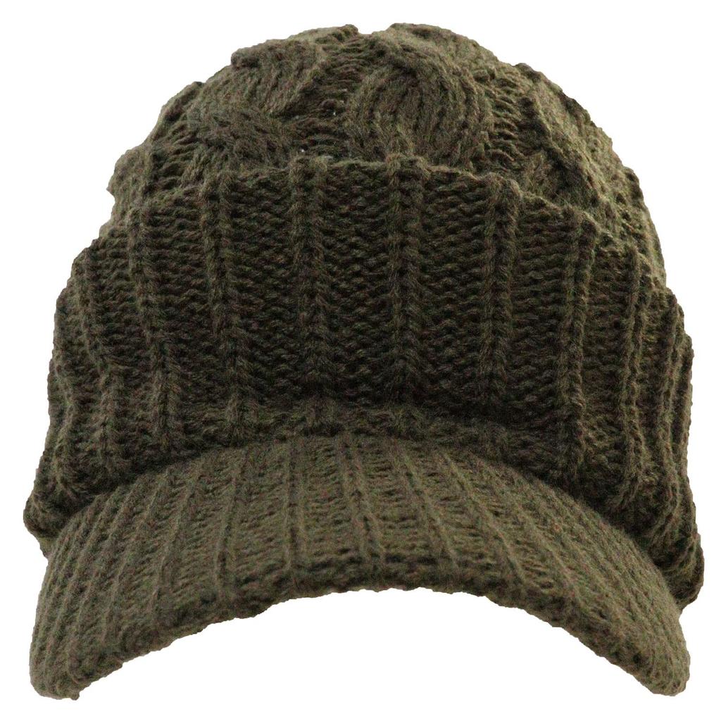 LOGOS Knit Cap with Solid Cable Khaki Brim, Knit,