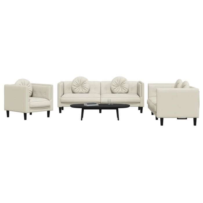 VidaXL Ensemble de Canapés 3 pcs avec Coussins, Canapés avec Accoudoirs et Pieds, Meubles de Salon Salle de Séjour, Moderne, 3209254