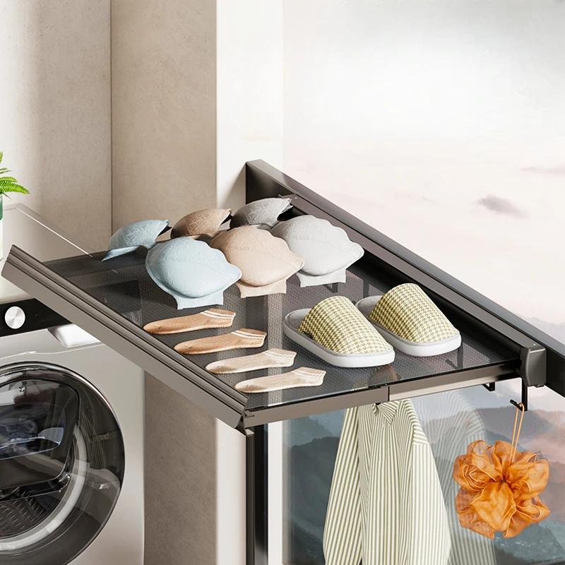 Invisible folding drying net No punching drying rack Balcony drying artifact Bathroom invisible folding grid