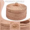1pc Woven Rattan Round Storage box with Lid Camel 14x10.1cm