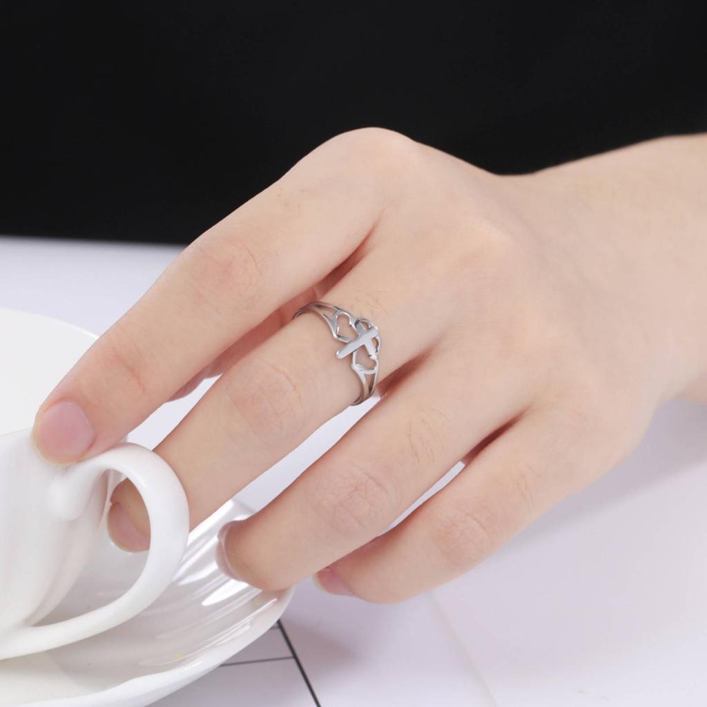 Jesus Cross Ring for Women Christian Stainless Steel Open Finger Ring Fashion Jewelry Gift