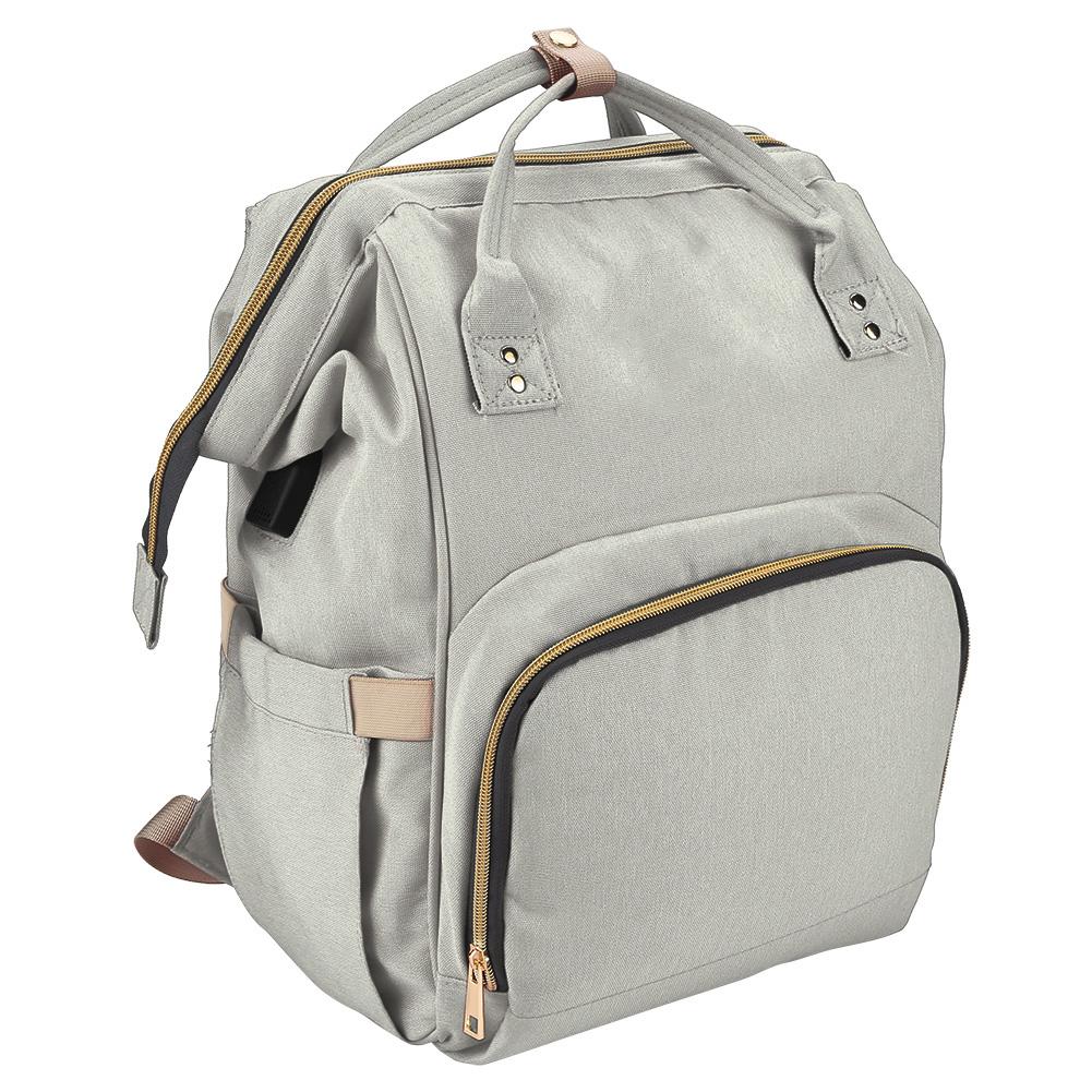Borsa Pannolini per Bebè con Interfaccia USB Grande Capacità Impermeabile Zaino Fasciatoio Kit Grigio
