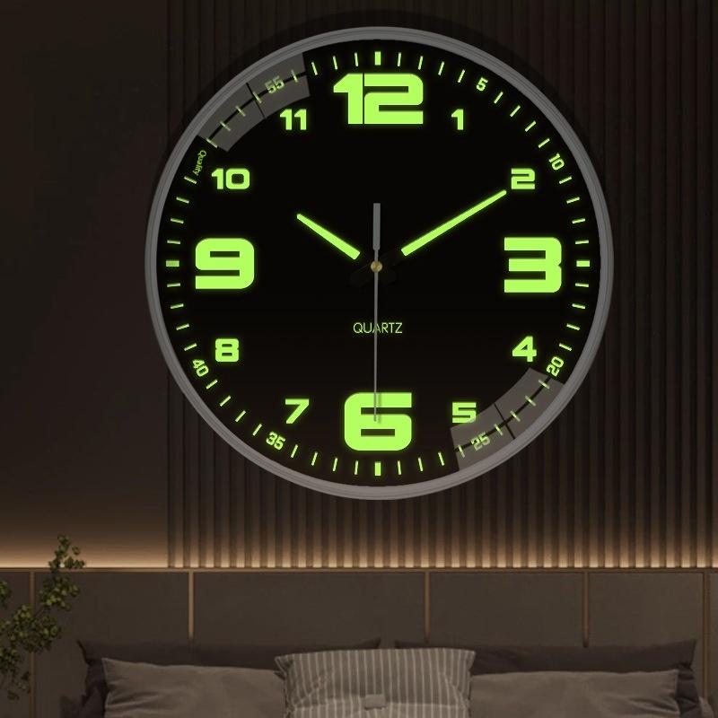 1 Pcs Luminous Wall Clock Light In Dark Night Digital Quartz Movement Bedrooms Living Room Study Loudspeaker Mute Clock For Home