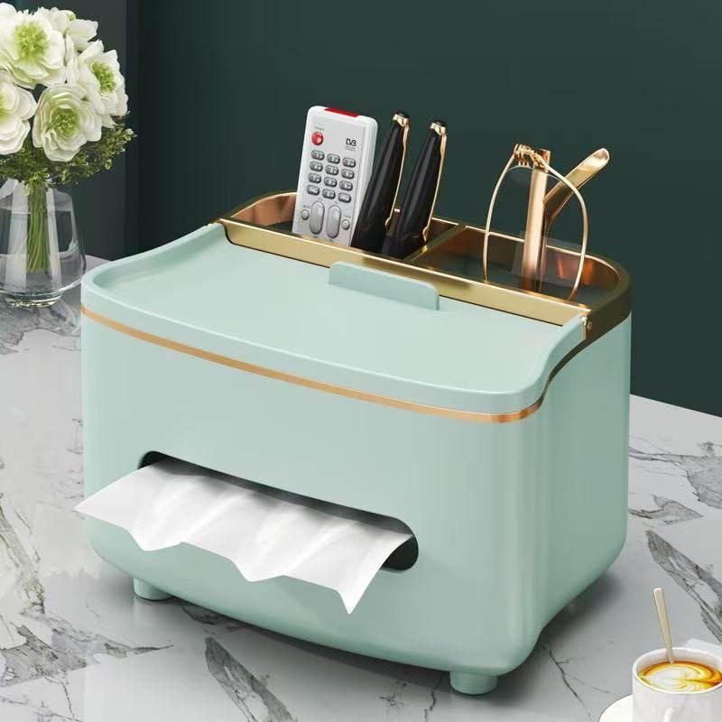 LIEI Light Luxury Desktop Tissue Box with Remote Holder