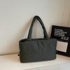 Simple Cotton Shoulder Bag Large Capacity Winter Pleated Tote Bag Textured Shopping Bag Women Handbag