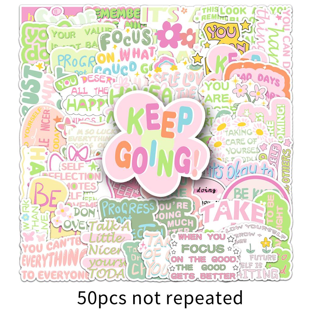 50 Danish Flour Inspirational English Graffiti Stickers Personalized Decorative Mobile Phone Case Suitcase Stickers