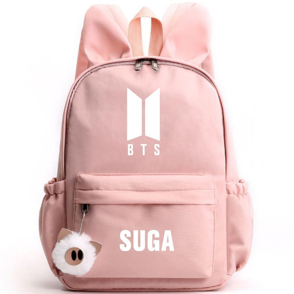 Bunny Kpop Bts Rabbit Ears Backpack Girls School Bags V With Piggy Pendant Plush