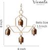 Handmade Rustic Wind Chime for Outdoor Patio Garden Balcony with 4 Metal Cow Bells Soothing Melodic Decor ((8x6 Inch)