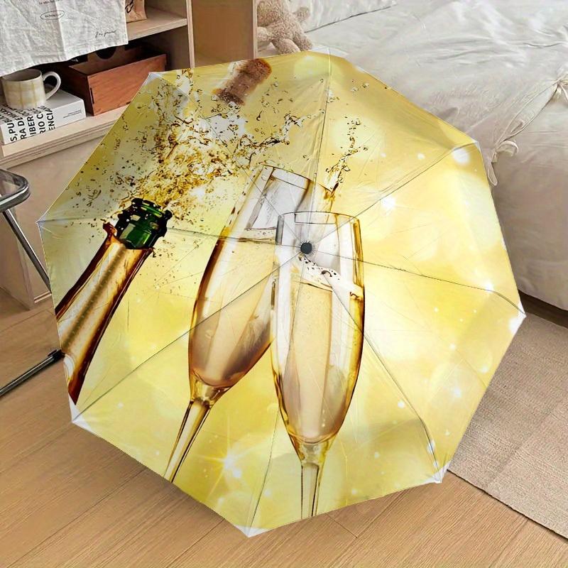 1pz Ombrello di Alta Qualità a Tema Celebrazione Champagne, Ombrello ad Apertura e Chiusura Automatica, Ombrello Multifunzionale G0811315