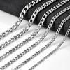 10 PCS Men's Necklace Round Link Cuban Chain Silver Stainless Steel Choker Punk Boy Women Jewelry Accessory Gift