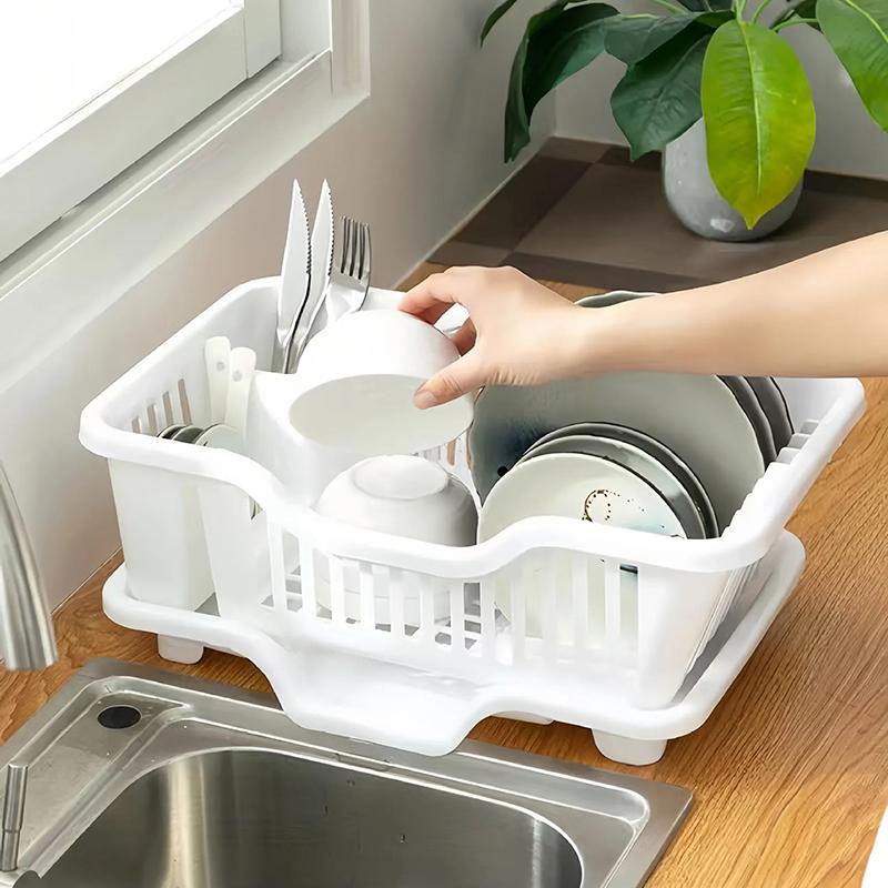 Kitchen Drainage Rack With Drainer Board Countertop Utensils Plates Chopsticks Bowls Spoons Storage Dish Drying Rack