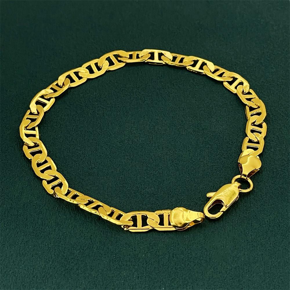Modisches einfaches 925er Sterlingsilber vergoldetes 18 Karat Gold Armband Ferrero Perlen Büroklammer Armband für Damen Herren