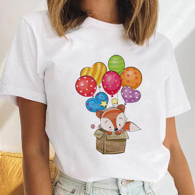 Women Basic Fashion Funny Print Fashion Short Sleeve Summer Lady White Tops Creative Womens Clothing Tee Female T Shirt