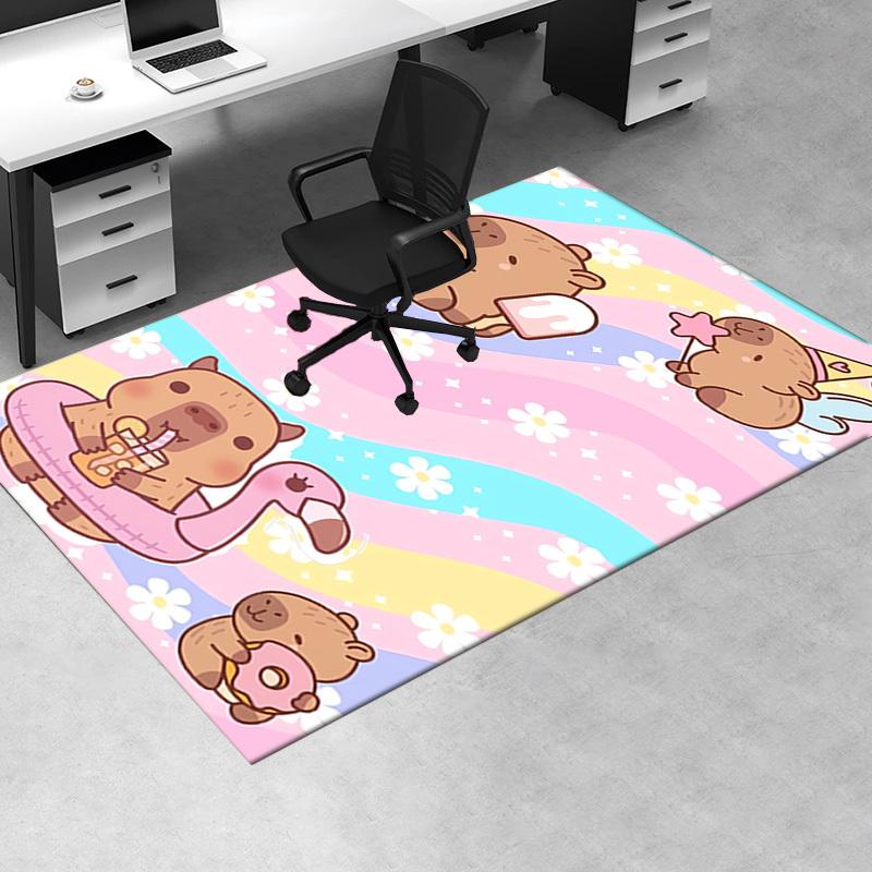 Capybara Playful Summer Office Carpet Soft Polyester Entrance Carpet Washable Non slip Machine Washa