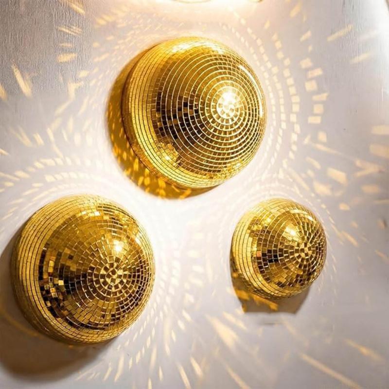 QX2E Set of 3 Half Disco Ball Wall Decoration for Party Backdrops and Room Styling