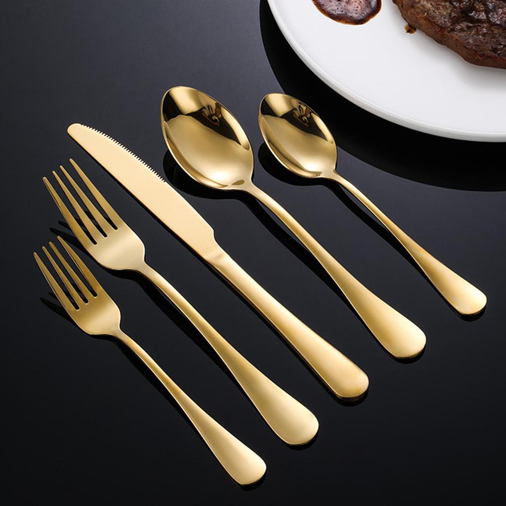 20pcs Cutlery Set Mirror Finish Smooth Edge Stainless Steel Set Include Fork Spoon Kitchen Supplies