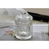 Floral Crystal Glass Relief Flower Candy Dish Swab Box Storage Jar with Lid, 5x3.5 Inches, 8 Oz, 1 Count