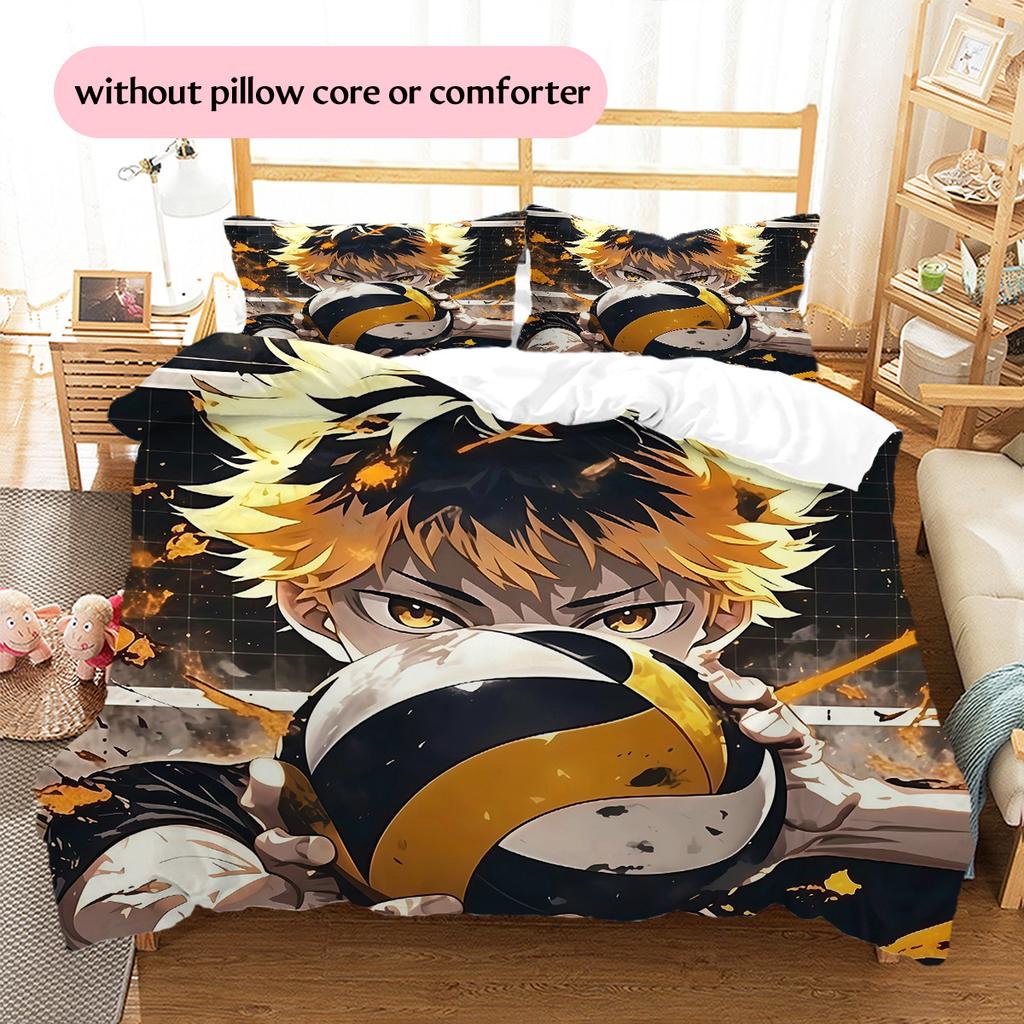 Haikyuu Pattern Bedding Quilt Set Home Decoration Gift (1 * Duvet Cover + 2 * Pillowcase Without Core)
