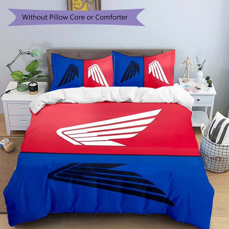 3pcs Honda Logo pattern bedding set duvet cover set includes duvet cover &pillowcases, perfect all season bedroom decoration & gift